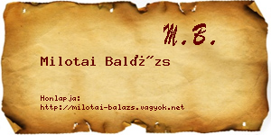 Milotai Balázs névjegykártya